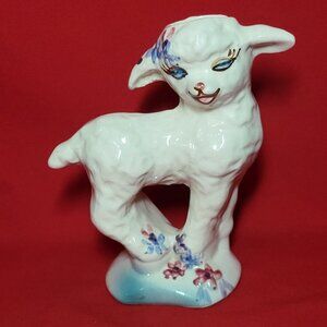Vintage White Lamb Sheep Vase Planter Nursery Spring Easter Decor